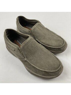 Skechers Relaxed Fit Creston Moseco Shoe Men’s 9 Taupe Canvas Slip On 65355